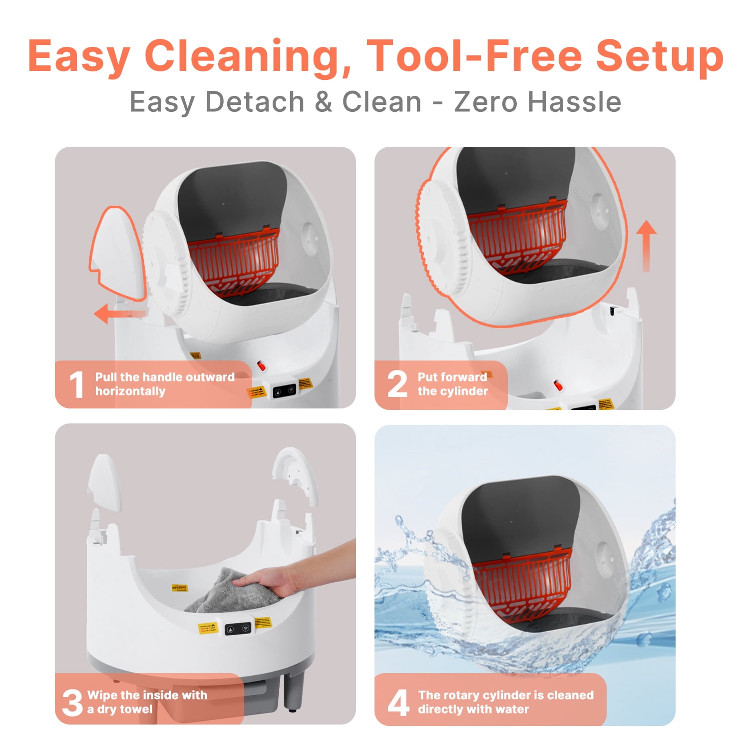 Open-Top Automatic Cat Litter Box Self Cleaning with Liners and Mat Included, White
