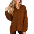 thumbnail image 1 of Besolor Women's Fall Spring Oversized Sweatshirt V Neck Long Sleeve Tops Casual Loose Solid Color Pullover Blouse, 1 of 7