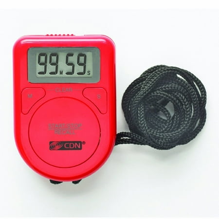 CDN Red Digital Timer w/ Rope, LCD Screen For Kitchen/Cooking Count Up Or Down