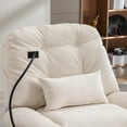 thumbnail image 4 of Electric Recliner Chair with USB and Phone Holder, Bluetooth Music Player, Voice Control, Power Recliner with Hidden Arm Storage, Swivel Sofa Lounge Chair for Living Room Bedroom Office, Cream, 4 of 8