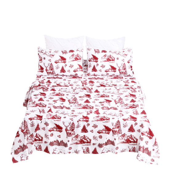 Christmas Sheets Queen, Soft Brushed Microfiber Bed Sheet Set, 16 Inches Deep Pocket Fitted Sheet
