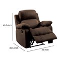 thumbnail image 5 of Contemporary Style Upholstered Recliner with Cushioned Armrests, Chocolate Brown- Saltoro Sherpi, 5 of 7