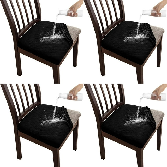 4 PCS Stretch Chair Seat Covers, Removable Washable Dining Chair Covers Anti-Dust Dining Room Seat Cushion Slipcovers