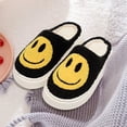 thumbnail image 2 of Retro Plush Happy Face Slippers for Women Men Comfy Warm Thick Sole House Slippers for Winter Indoor Outdoor Fluffy Slides Slippers, 2 of 5