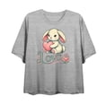 thumbnail image 2 of Bunny Love Women's Heather Gray Crew Neck Short Sleeve Crop Tee-Small, 2 of 3