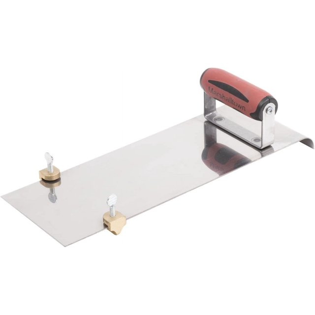 Stainless Steel Hand Edger with Adjustable Groover, Concrete, Curved, 14 Inch by 5 Inch, 1/2 Inch Edger Radius, 1/2 Inch Bit Depth, DuraSoft Handle, Made in The USA, 3489D