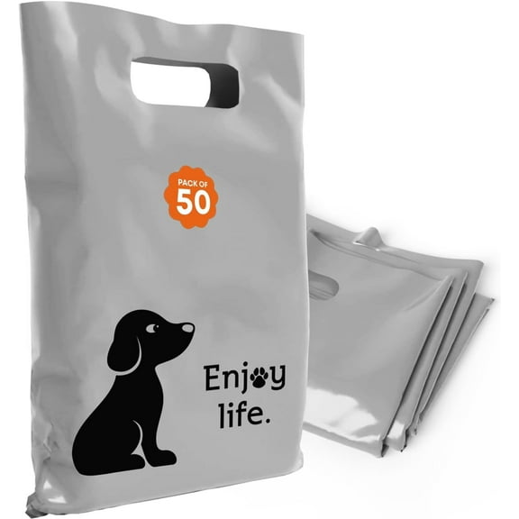 OPTIPAK Plastic Bags with Handles 16x18 Merchandise for Small Business,Die-Cut Retail Shopping & Boutique Bags,Gifts and Adult Goodie Bag,Vendor Event and Tradeshow Supplies,Enjoy Life