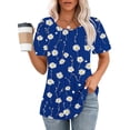 thumbnail image 2 of Pisexur Hauts de Printemps pour Femmes Blouses pour Femmes Décontractées Élégantes Hauts pour Femmes, T-Shirt Imprimé Décontracté pour Femmes Col Rond Manches Courtes Multicolore, TG, 2 of 4