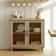 thumbnail image 1 of WAMPAT Buffet Server Table, Accent Sideboard with Storage & Glass Door,Console Table for Kitchen, Dining Room, and Living Room, Oak, 33.9", 1 of 7