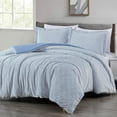 thumbnail image 2 of Chezmoi Collection 3-Piece Embossed Velvet Comforter Set King Size, Blue - Soft Plush Velvet Bedding Set with 2 Pillow Shams for All Seasons with Washed Microfiber Reverse, 2 of 9