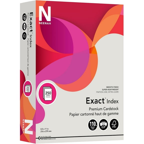 Extra-Heavyweight ExactIndex Card Stock, 110 Lb., 8 1/2" x 11", Gray, Pack Of 250 Sheets