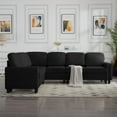 thumbnail image 2 of Gewnee 108" High Backrest Sectional Sofa&Couch,L-Shape Sectional Sofa Convertible Left or Right Chaise,Linen Blend，Ding Head Design,6-Seater Seating and Suitable for Living Room.(Black), 2 of 14