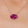 thumbnail image 3 of Gem Stone King 14K White Gold Red Created Ruby Pendant Necklace for Women | 3.00 Cttw | Gemstone July Birthstone | Oval 14X10MM | With 18 inch Chain, 3 of 6