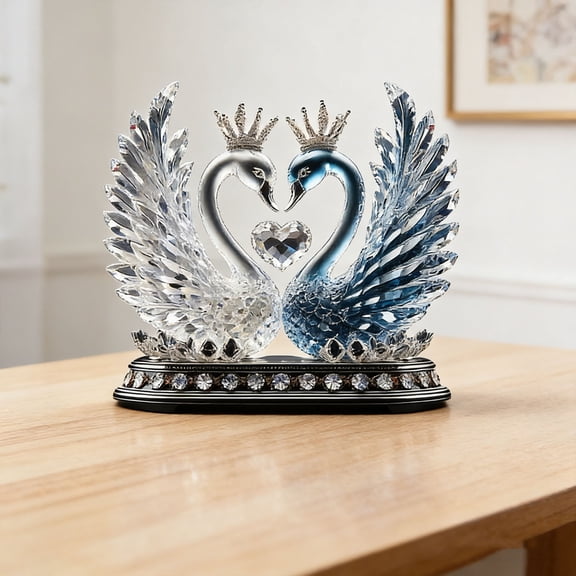 Crystal Couple Figurine Acrylic Heart Stand Romantic Decor for Wedding Anniversary Home Decoration A