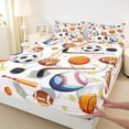thumbnail image 3 of Homewish Est Sleep Sports Full Size Sheets for Boy, Kawaii Rugby Football Bed Sheets, Cartoon Soccer Basketball Sheet Sets, Microfiber Bedroom Decor, 4-Piece, 3 of 7