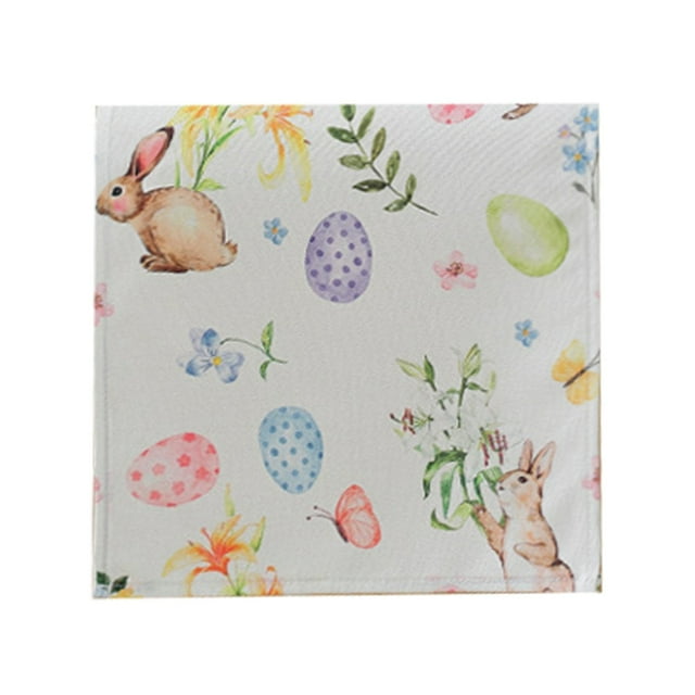Table Rectangulaire Moderne en Coton et Lin Motif Lapin Œuf Bannière Décorative Fond de Fête de Vacances Extérieur Intérieur