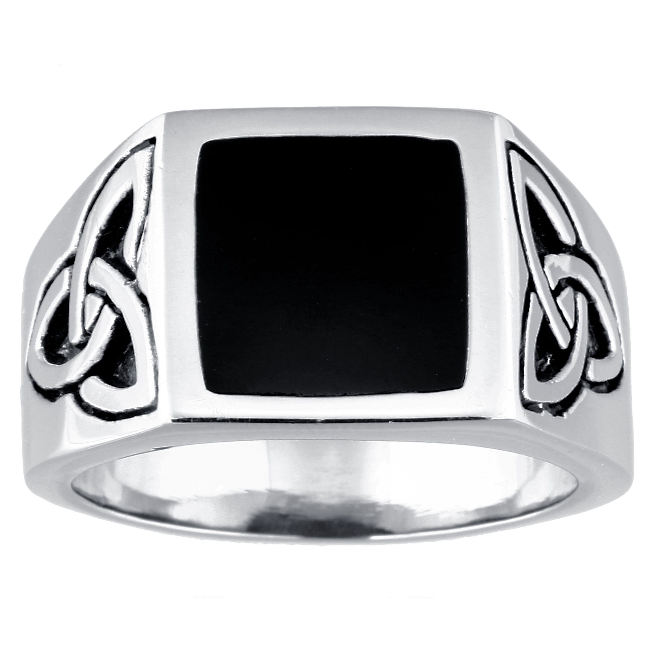 Celtic Knot Tribal Oval Cut Black Onyx Stainless Steel Men's Ring Size 8 Celtic Knot Tribal Oval Cut Black Onyx Stainless Steel Men's Ring Size 8