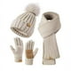 thumbnail image 1 of Conjunto de Gorro, Bufanda y Guantes de Invierno para Mujer, Guantes con Pompón, Gorro y Bufanda Larga, Elegantes Accesorios de Invierno 3 en 1, 1 of 9