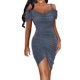 thumbnail image 1 of Gibobby Vestido de fiesta para mujer Vestido de primavera europeo y americano con borde 2022, vestido Irregular con cordón y forro polar ajustado Sexy(Gris,M), 1 of 5