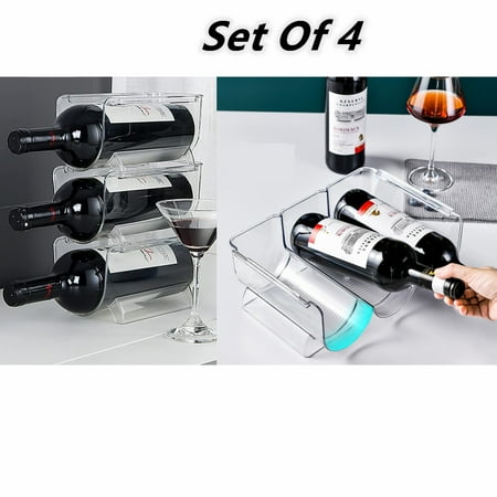 

Cyun Bottle Organizer Stackable Wine Storage Rack Set of 4 Holds 6 Bottles