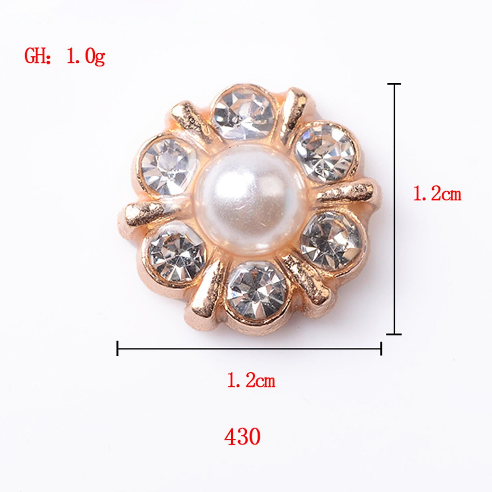 5/10Pcs Rhinestone Buttons Pearl Flower Button Flat Back Gems