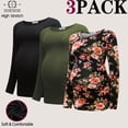 thumbnail image 1 of Bearsland Women's Long Sleeve Maternity Shirts Side Ruched Tops Pregnancy Clothes 3-Pack, 1 of 1