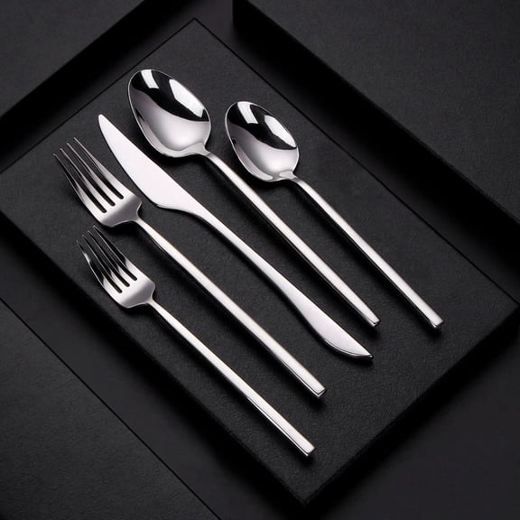 Cutlery Set 20 Pieces Stainless Steel Silverware Set, Dining Modern Elegant Flatware Travel Silverware, Home, and Restaurant Cutlery (Silver)