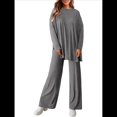 thumbnail image 4 of Conjuntos de Dos Piezas para Mujer, Camisetas de Larga A Juego, Pantalones Anchos y Chándales, Ropa de Otoño. Gris M, 4 of 10