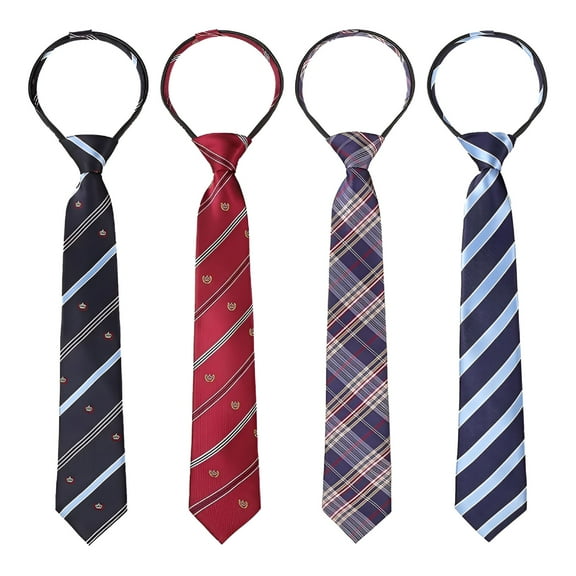 TELOLY 4 Pcs Boy's Necktie Pre Tied Neck Strap Tie Adjustable Kids Ties for Formal Wedding Graduation School Uniforms, assorted colors