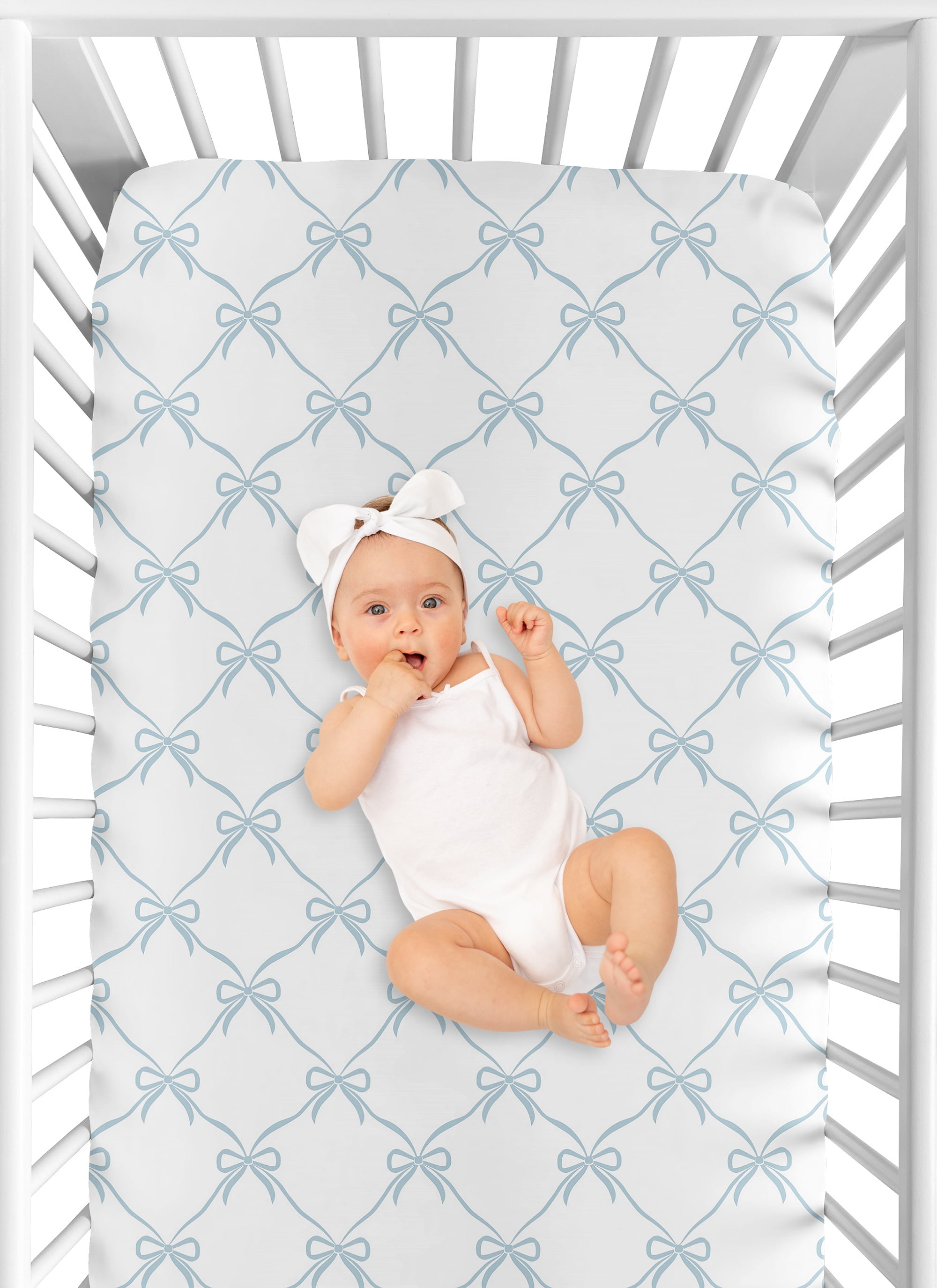 Sweet Jojo Designs Ballerina and Ballet Bows Blue Girl Fitted Crib Sheet