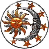 Large Metal Sun Moon Star Wall Art Sculpture Decor for Indoor Outdoor (17" Diameter) NEW