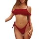 thumbnail image 1 of Traje de baño de Dos Piezas con Bikini Fuera del Hombro y Tanga para Mujer rojo vino CH rojo vino CH Xishao ropa, 1 of 2