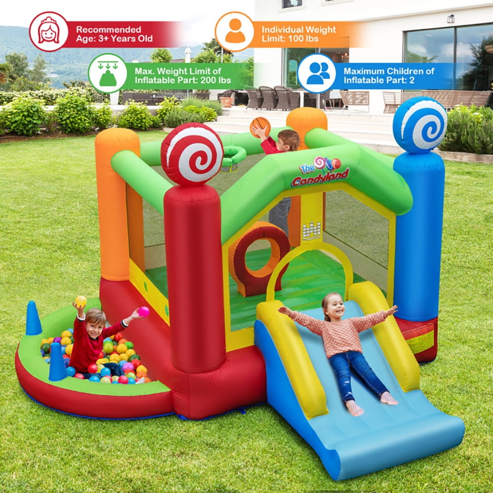 Aimee Lii Candy Land Theme Kids Inflatable Bounce House with 735W Air Blower, Playhouse for Kids Outdoor Aimee Lii Candy Land Theme Kids Inflatable Bounce House with 735W Air Blower, Playhouse for Kids Outdoor