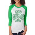 thumbnail image 1 of St. Patricks Day Shamrock Knot Unisex Raglan T Shirt, 1 of 1