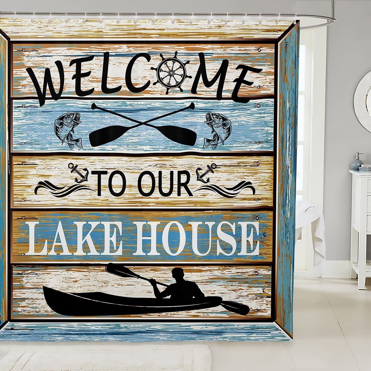 Sonernt Lake Theme Shower Curtain 72x72 inch with 12 Hooks