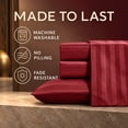 thumbnail image 2 of Jessy Home 4-Piece Satin Stripe Sheet Set, Silky Soft 100% Polyester Bedding, 14-Inch Deep Pocket, Twin, Burgundy, 2 of 9