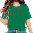 thumbnail image 2 of Shirts for Women Dgankt Women's Valentine's Day Short Sleeve Monogram Printed Solid Color Top Short Sleeve Crew Neck Top/Shirt, 2 of 6