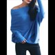 thumbnail image 3 of Suéteres de Otoño para Mujer 2025, Informales, de Larga de Murciélago, Holgados, con Hombros Descubiertos, de Punto, Tops Tipo Jersey Azul un Tamaño, 3 of 8
