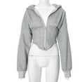 thumbnail image 3 of Cropped Corset Zipper Hoodie (M, White), 3 of 9