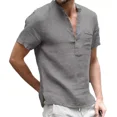 thumbnail image 1 of Camisa Cuello Mao Lino Hombre Casual Manga Corto Slim Fit, 1 of 8
