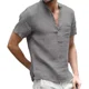 thumbnail image 1 of Camisa Cuello Mao Lino Hombre Casual Manga Corto Slim Fit, 1 of 8