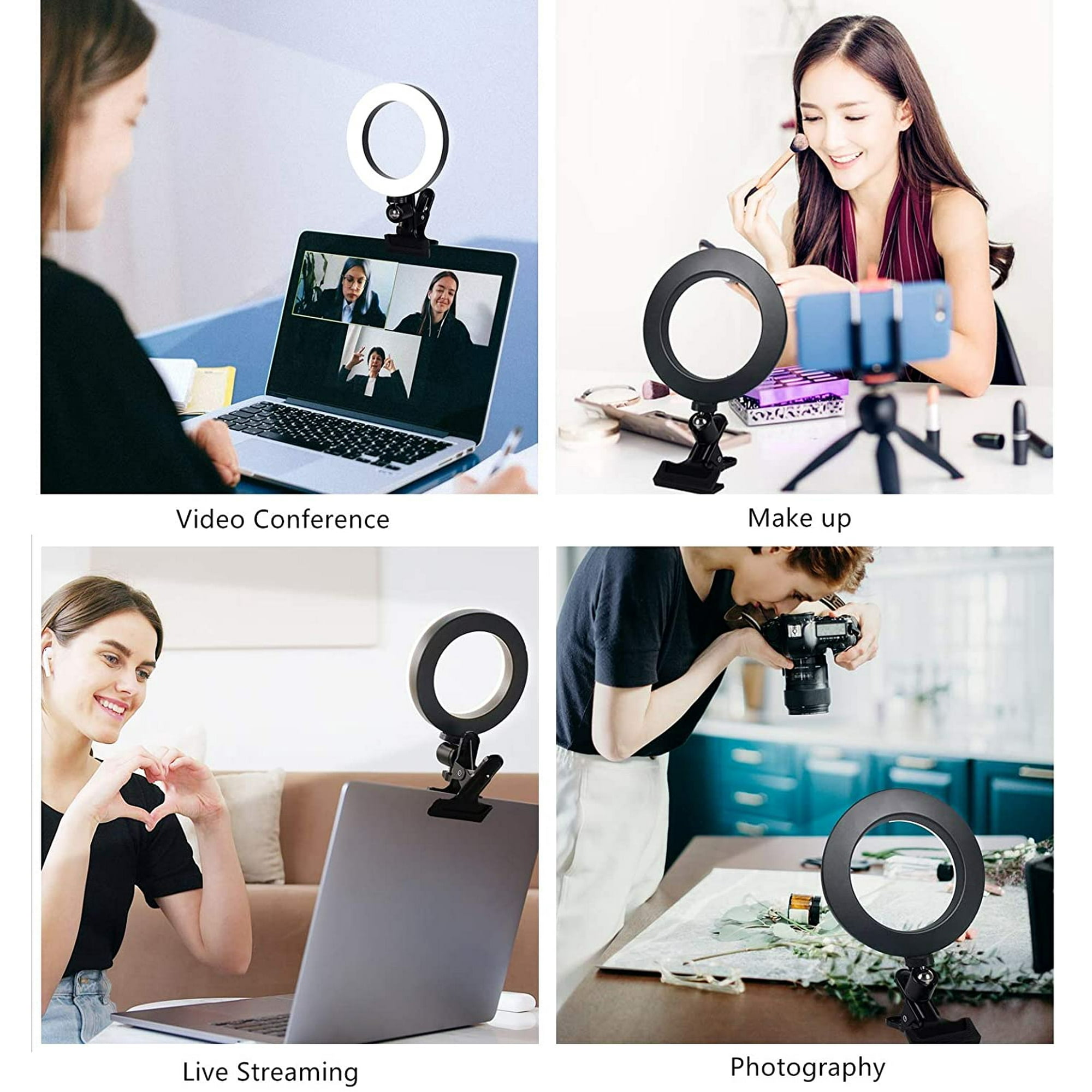 Professional Ring Light Clip On Webcam, Video Conference Lighting