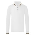 thumbnail image 4 of IWRICH Men’s Casual Polo Shirts Long Sleeve Button up Collared Pullover Tops Business Classic Workwear White XL, 4 of 8