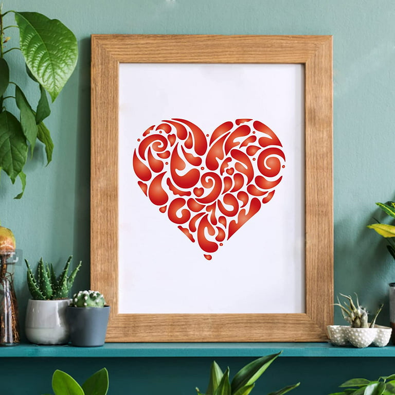 Flower Love Heart Stencils For Painting Mandala Heart Stencil Decoration  Template Plastic Square Reusable Stencils For Painting On Wood Floor,,,  (love Heart) - Temu Portugal