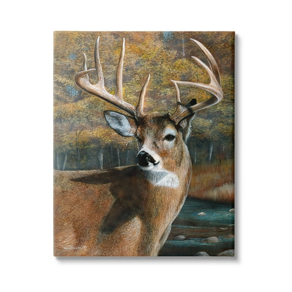 Stupell Industries Woodland Deer Portrait Animals & Insects Painting Gallery Wrapped Canvas Print Wall Art, 16 x 20