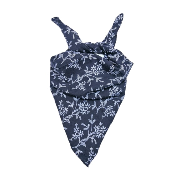 Shanlin Unisex Cotton Square Bandanas Scarves 24x24 (Floral-Navy)