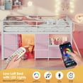 thumbnail image 3 of UIOWIO Twin Loft Bed with 6 Storage Drawers & Shelf, Loft Bed with LED Lights & Play Curtain, Metal Loft Bed Frame with Ladder & Safety Guardrail, Pink, 3 of 9