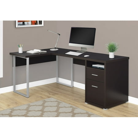 UPC: 0680796000950 | Computer Desk  Home Office  Corner  Left  Right Set-up  Storage Drawers  80 L  L Shape  Work  Laptop  Metal  Laminate  Brown  Grey  Contemporary  Modern