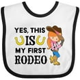 thumbnail image 3 of Inktastic Yes, This is My First Rodeo- Cowgirl in Hat and Boots Girls Baby Bib, 3 of 4