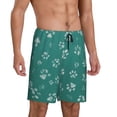 thumbnail image 2 of Lsque teal green paw Pattern Mens Sleep Pajama Shorts,Short Pajama Pants, Cotton Ultra-Soft Knit-X-Large, 2 of 6